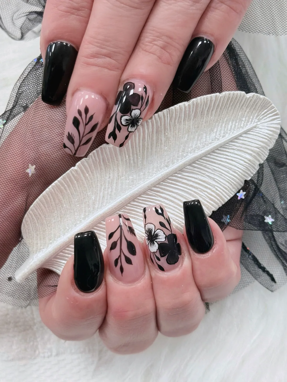 Bright pink long nail art
