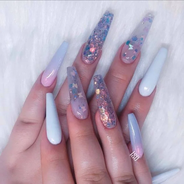 Pastel blue sculptural nail art