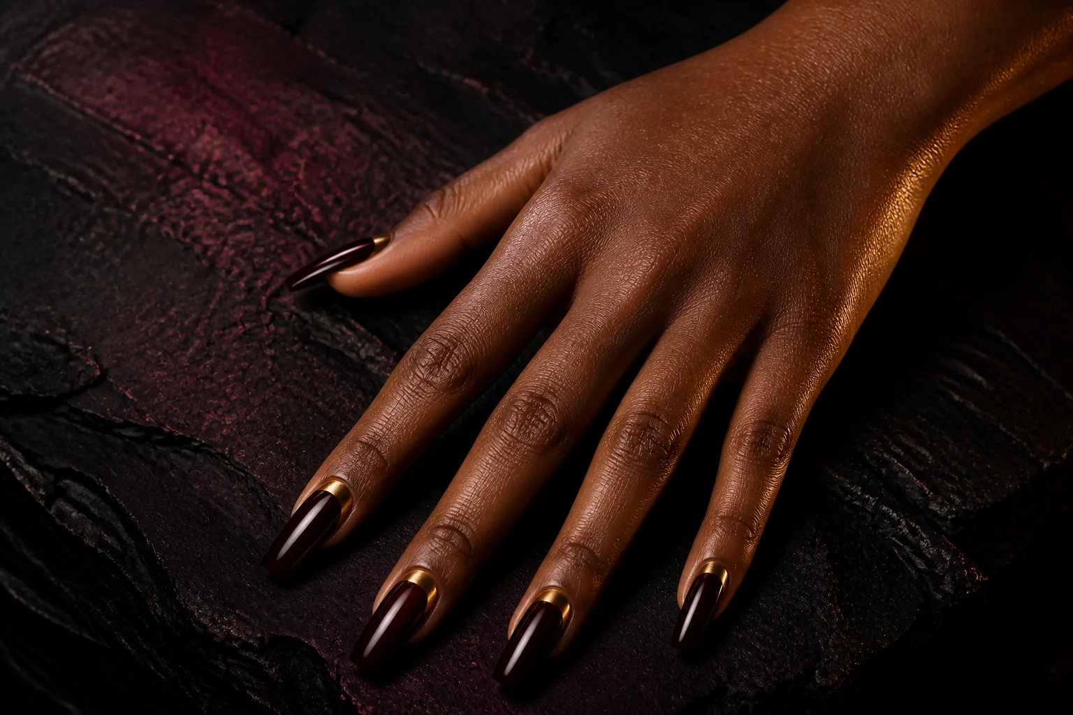 Gold crescent nail details