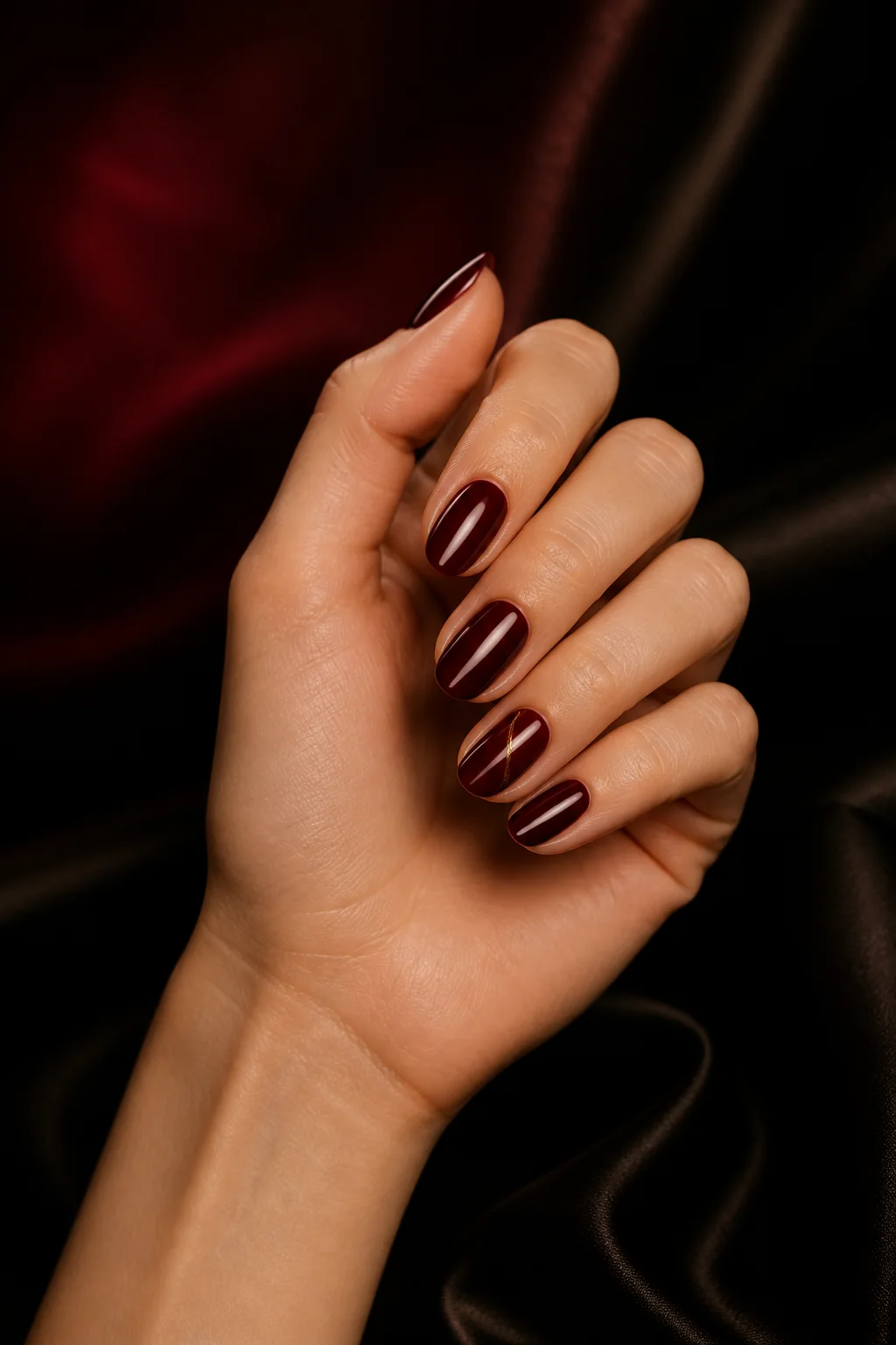 Deep wine almond nails
